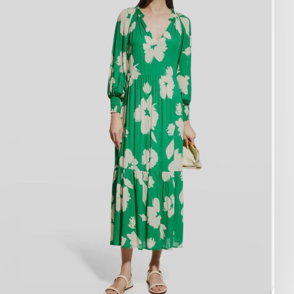 $328 Velvet by Graham & Spencer Women's Green Luella Floral Maxi Dress Size S